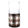 Ore International 22 in. Arabesque Mirror Floor Candleholder Brown