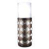 Ore International 31 in. Arabesque Mirror Floor Candleholder Brown