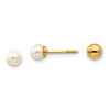 Finest Gold 3.75-4 mm 14K Yellow Gold Madi K Reversible Freshwater Cultured Pearl Gold Bead Earrings, Pair