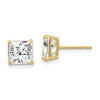 Finest Gold 6 mm 14K Yellow Gold Square Cubic Zirconia Post Earrings, Pair