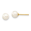Finest Gold 5-6 mm 14K Yellow Gold White Round Freshwater Cultured Pearl Stud Post Earrings, Pair