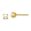 Finest Gold 4 mm 14K Yellow Gold Inverness Simulated Pearl Earrings, Pair