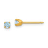 Finest Gold 3 mm 14K Yellow Gold Inverness March Crystal Birthstone Post Earrings, Pair