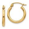 Finest Gold 2 x 15 mm 14K Yellow Gold Polished Round Hoop Earrings, Pair