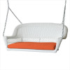 Jeco White Wicker Porch Swing With Orange Cushion
