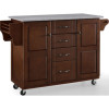 Crosley 35.25 x 51.5 x 18 in. Eleanor Stainless Steel Top Kitchen Cart - Mahogany