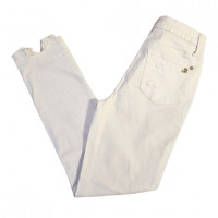 Distressed White Denim Skinny Jeans 26