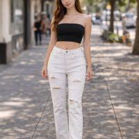 Distressed White Denim Skinny Jeans 26" Waist 26.5" inseam