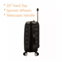 Rockland Melbourne Hard Top Suitcase 
Expandable Spinner Wheels Carry On Luggage Black 20"