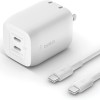 Belkin WCH013DQ2MWH-B6 65W DUAL USB-C GAN CHARGER W/ CABLE