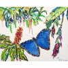 Betsy Drake Morpho & Flowers Place Mat - Set of 4