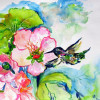 Betsy Drake Hummingbird & Hibiscus Door Mat Large