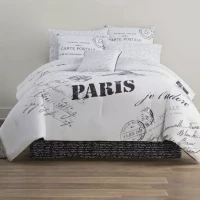 Paris Queen Size Bedding Set  Complete Bed in a Bag Black & White JC Penny