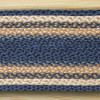 Earth Rugs Oval Braided Table Runner- Light Blue- Dark Blue and Mustard