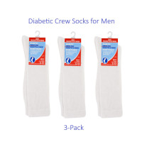 Men's White Diabetic Crew Socks Set of 3 Pairs