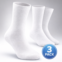 Men's White Diabetic Crew Socks Set of 3 Pairs