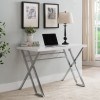 Inroom Furniture Designs Writing Desk - White & Chrome, 29 x 43 x 24 in.