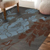 Hand Tufted Wool 8 x 8 ft. Square Floral Area Rug, Gray & Blue