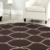 8 x 8 ft. Hand Tufted Wool Geometric Round Area Rug, Brown & Beige