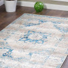 6 x 9 ft. Machine Woven Crossweave Polyester Oriental Rectangle Area Rug, Ivory & Blue