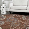8 x 8 ft. Hand Tufted Wool Floral Round Area Rug Brown