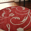 8 x 8 ft. Hand Tufted Wool Floral Round Area Rug, Red & Beige