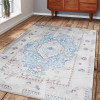 9 x 12 ft. Machine Woven Crossweave Polyester Oriental Rectangle Area Rug, Ivory & Blue