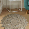 6 ft. 7 in. x 6 ft. 7 in. Hand Woven Jute Eco-Friendly Oriental Round Area Rug Cream