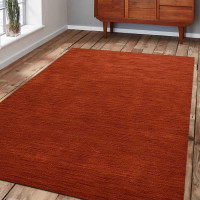 6 x 9 ft. Hand Knotted Gabbeh Wool Solid Rectangle Area Rug Light Red