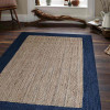 8 x 10 ft. Hand Woven Jute Eco-Friendly Oriental Rectangle Area Rug, Beige & Blue