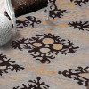 9 x 12 ft. Hand Knotted Wool Floral Rectangle Area Rug, Beige & Brown
