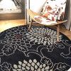 10 x 10 ft. Hand Tufted Wool Floral Round Area Rug Black