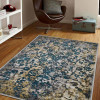 8 x 10 ft. Machine Woven Heatset Polypropylene Floral Rectangle Area Rug, Silver & Blue