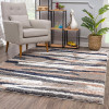 HomeRoots 8 x 11 ft. Gray & Black Strokes Area Rug