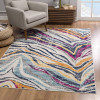 HomeRoots 8 x 11 ft. Blue & Gold Zebra Pattern Area Rug
