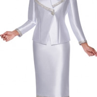 GMI Church Dress 2 pc Matching Skirt & Jacket suit set Embellished Twill Plus Size combines elegance with comfort.