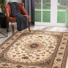 HomeRoots 7 x 9 ft. Cream Floral Medallion Area Rug