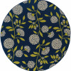 HomeRoots 7 ft. Round Indigo & Lime Green Floral Indoor or Outdoor Area Rug