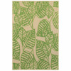 HomeRoots 9 x 12 ft. Sand & Lime Green Leaves Indoor & Outdoor Area Rug