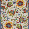 HomeRoots 7 x 10 ft. Ivory Multi Color Floral Indoor & Outdoor Area Rug