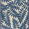 HomeRoots 7 x 10 ft. Navy & Beige Leaves Indoor & Outdoor Area Rug