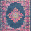 HomeRoots 8 x 10 ft. Blue & Pink Medallion Area Rug
