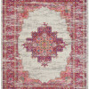 HomeRoots 8 x 10 ft. Ivory & Fuchsia Distressed Area Rug