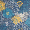 HomeRoots 7 x 10 ft. Blue Tropical Flower Area Rug