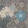 HomeRoots 8 x 10 ft. Charcoal & Blue Big Flower Area Rug