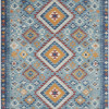 HomeRoots 8 x 10 ft. Blue & Multi Color Diamonds Area Rug