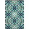 HomeRoots 8 x 11 ft. Blue & Green Floral Indoor & Outdoor Area Rug