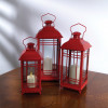 Traditional Red Metal Lantern (Set of 3)