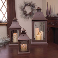 Classic Brown Metal Lantern (Set of 3)