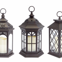 Assorted Lanterns with LED Candle (Set of 3)